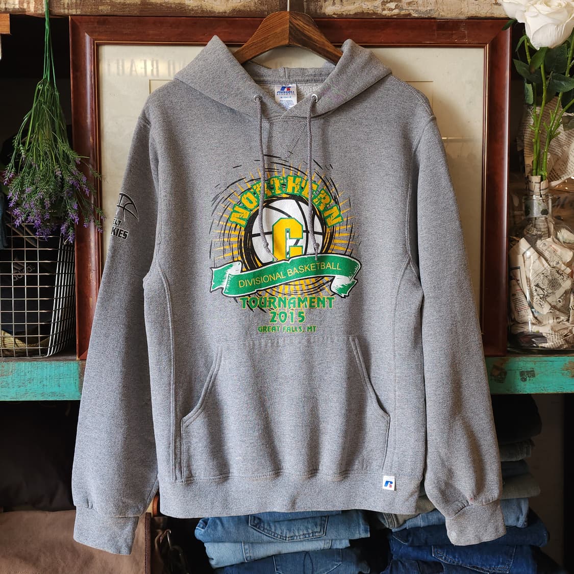 90s 러셀 후드 스웻셔츠 노던 토너먼트 빈티지 레터링 스웻셔츠S 상품이미지1