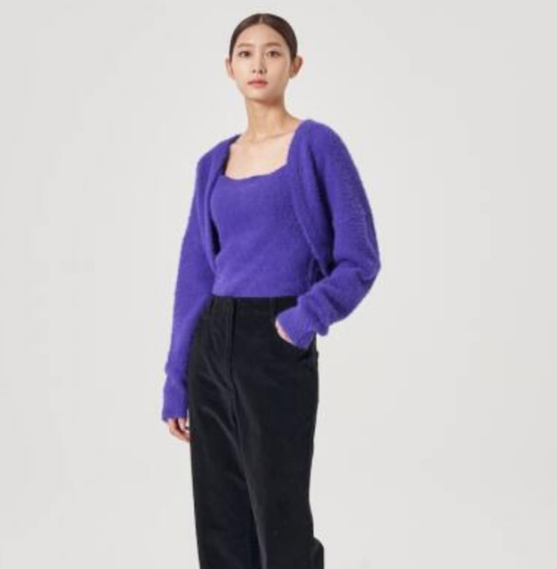새상품) 에잇세컨즈 볼레로 가디건 퍼플 S(55사이즈) 상품이미지3