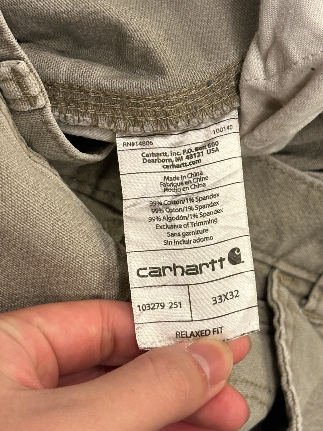 칼하트 릴렉스핏 카펜터 워크팬츠 33x32 상품이미지4