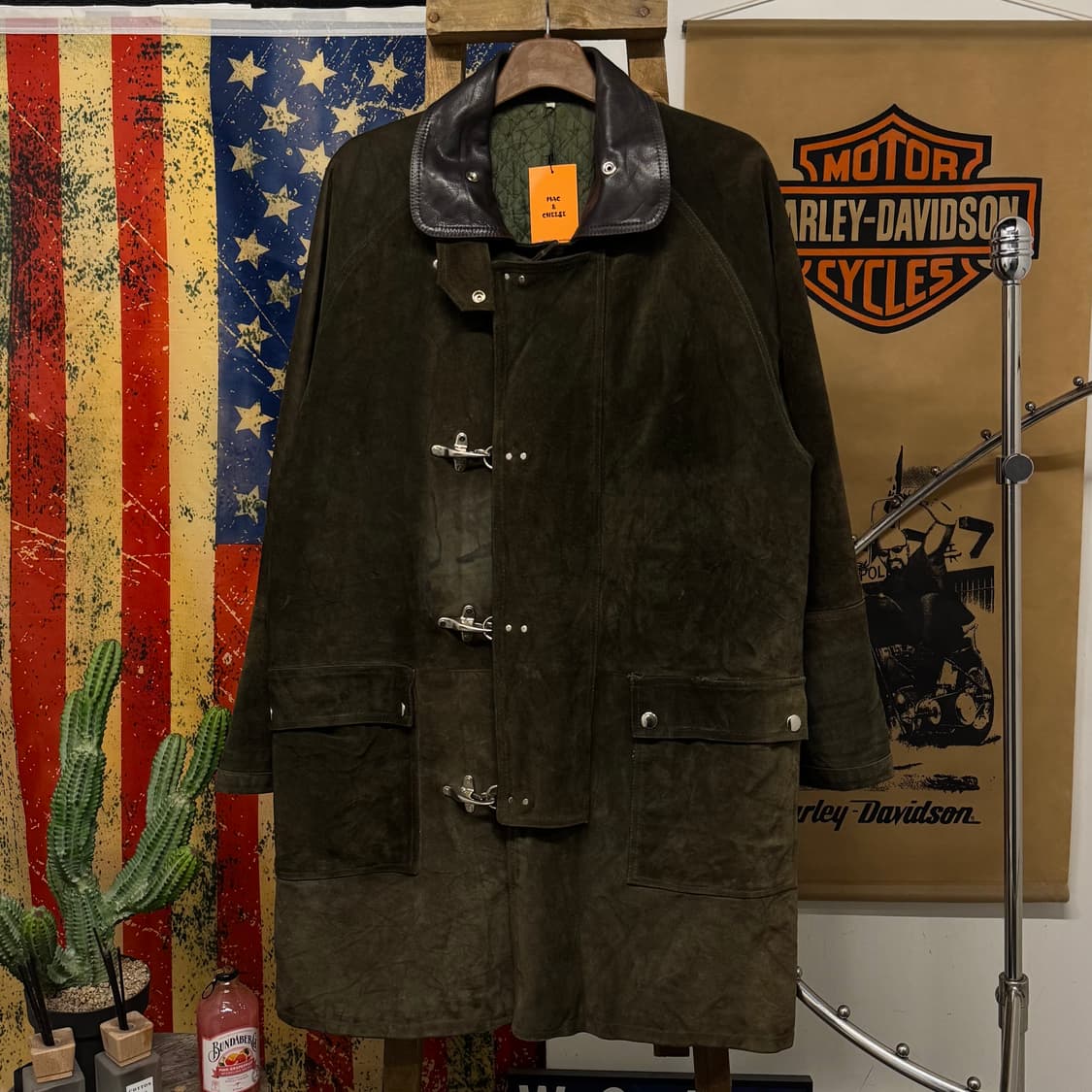 Made Italy 빈티지 스웨이드 파이어맨 코트 자켓 레더 N252 상품이미지1