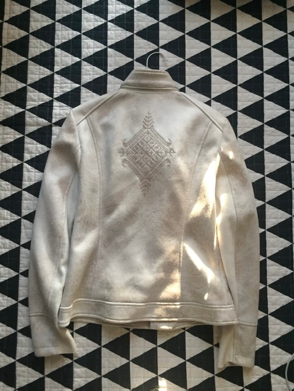 데시구알 워싱 자수디테일 자켓 스웨이드 라이더자켓 상품이미지2