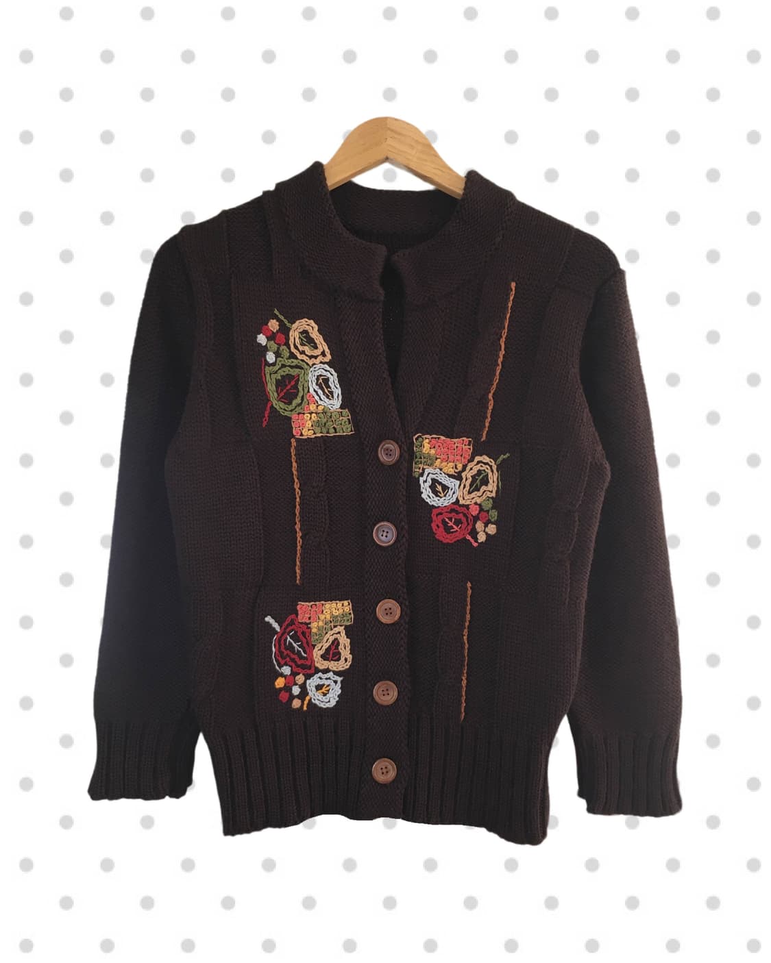 vintage floral knit cardigan brown 상품이미지5