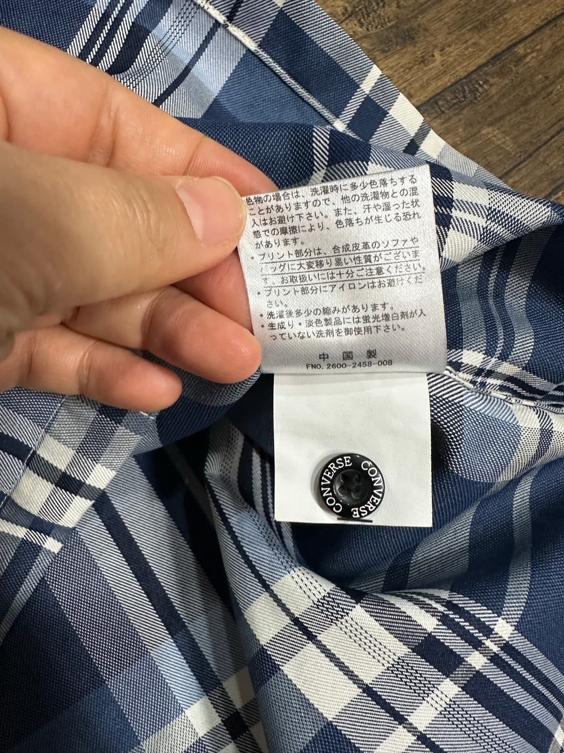 컨버스 CONVERSE 일본판 빅로고 체크 반팔 셔츠 L 새상품 상품이미지9