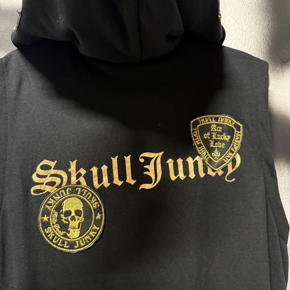 VTG 빈티지 고스 락 펑크 프린팅 집업 레더 패치 후디 상품이미지6