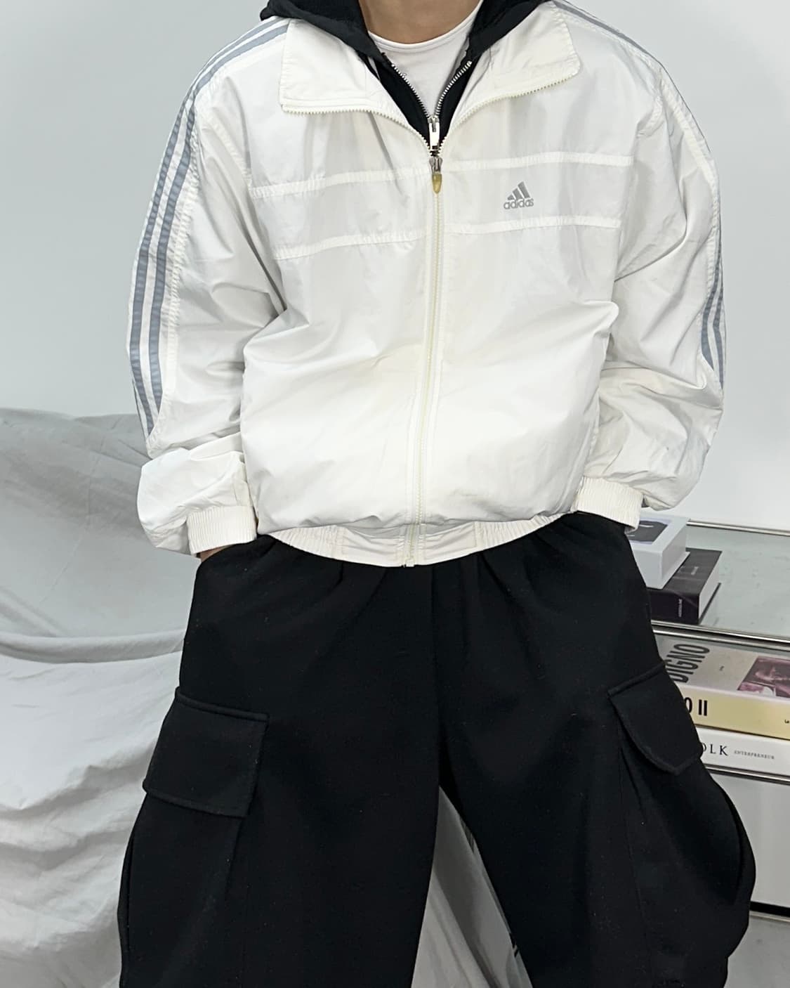 아디다스 00s 화이트 그레이 바람막이 L 상품이미지1