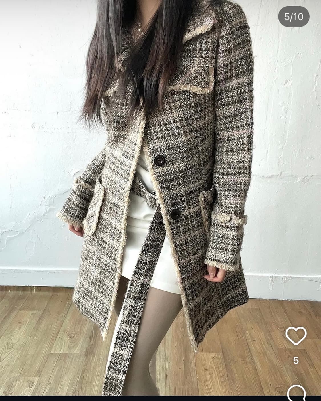 riipi빈티지 트위드 오네갸루 코트 자켓 파우닝133 큐빈 크루빈티지 상품이미지4