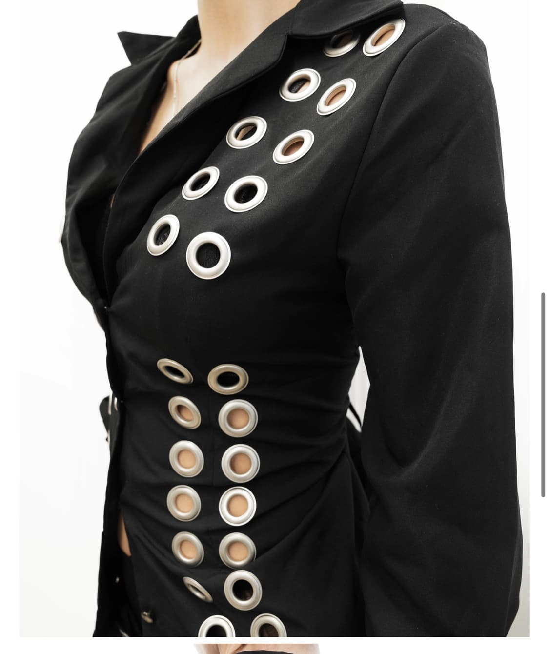 KIMYO BACK CORSET SLIM SHIRT IN BLACK 상품이미지4