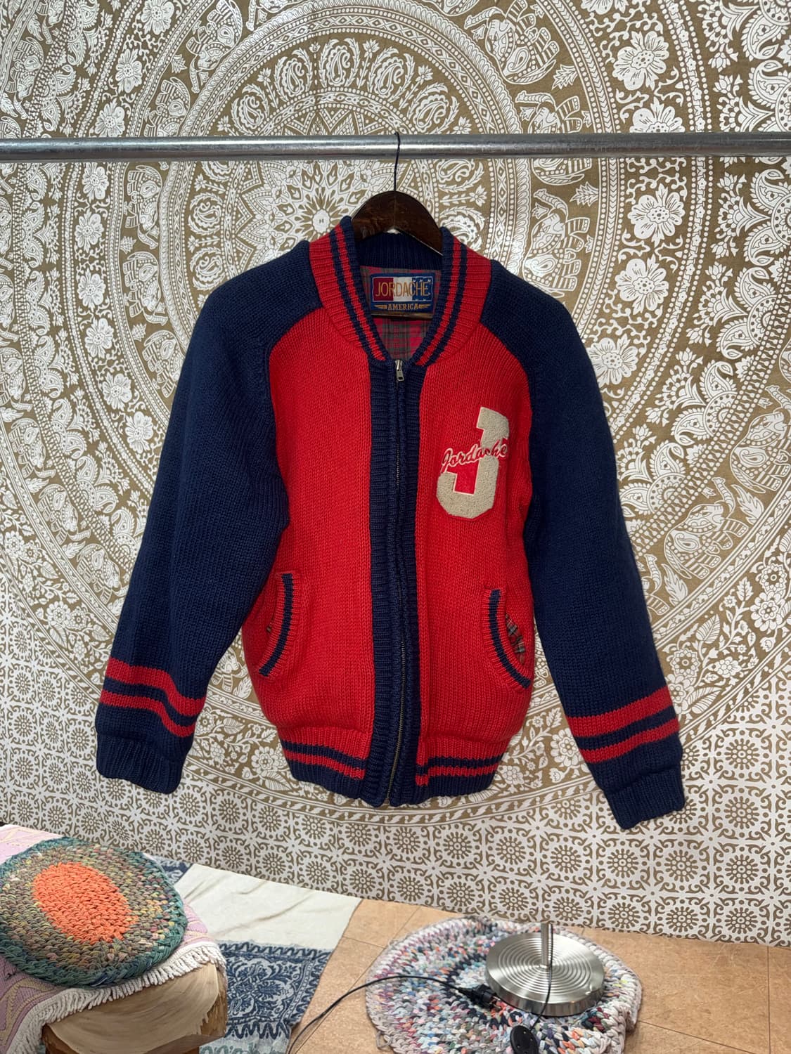 JORDACHE 죠다쉬 AMERICA 90‘s 성조기 니트 바시티 자켓  상품이미지2