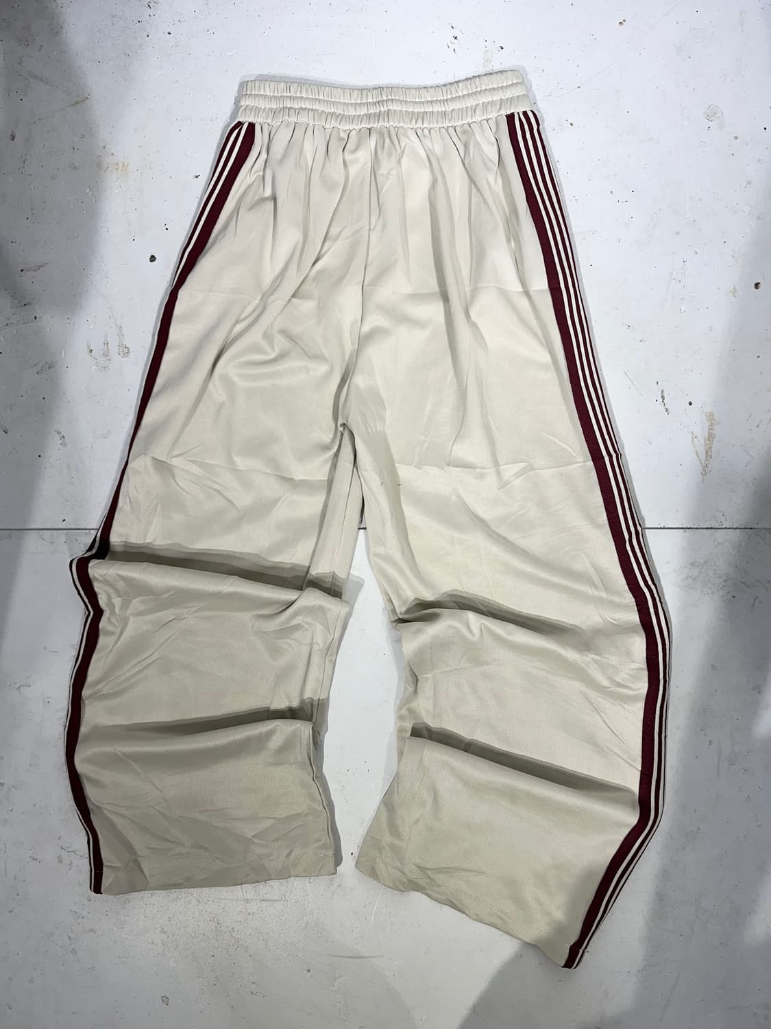 일본 빈티지 베이지 버건디 사이드 라인 와이드 트랙 팬츠 추리닝 바지  상품이미지5