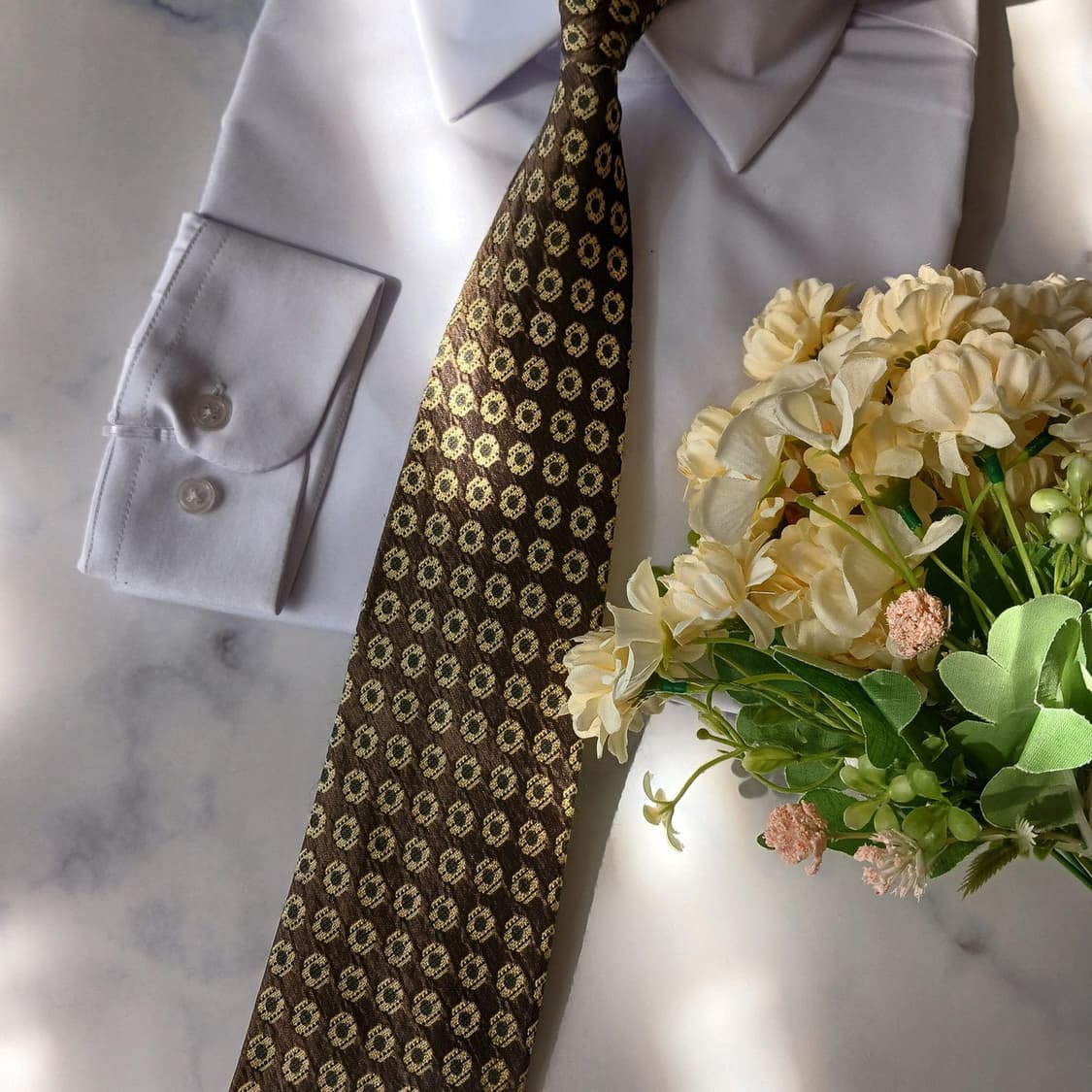 더반 실크 브라운 패턴 넥타이 9.5cm A등급 A19860 상품이미지7