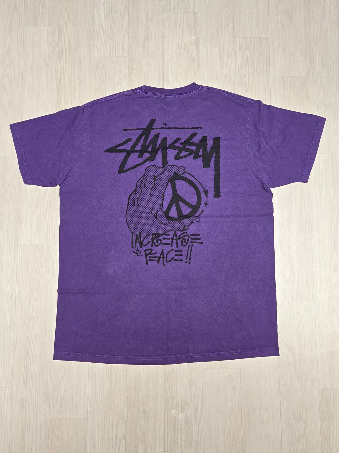 [판매](L)스투시 피스 핸드 피그먼트 다이드 티셔츠 - 퍼플 상품이미지2