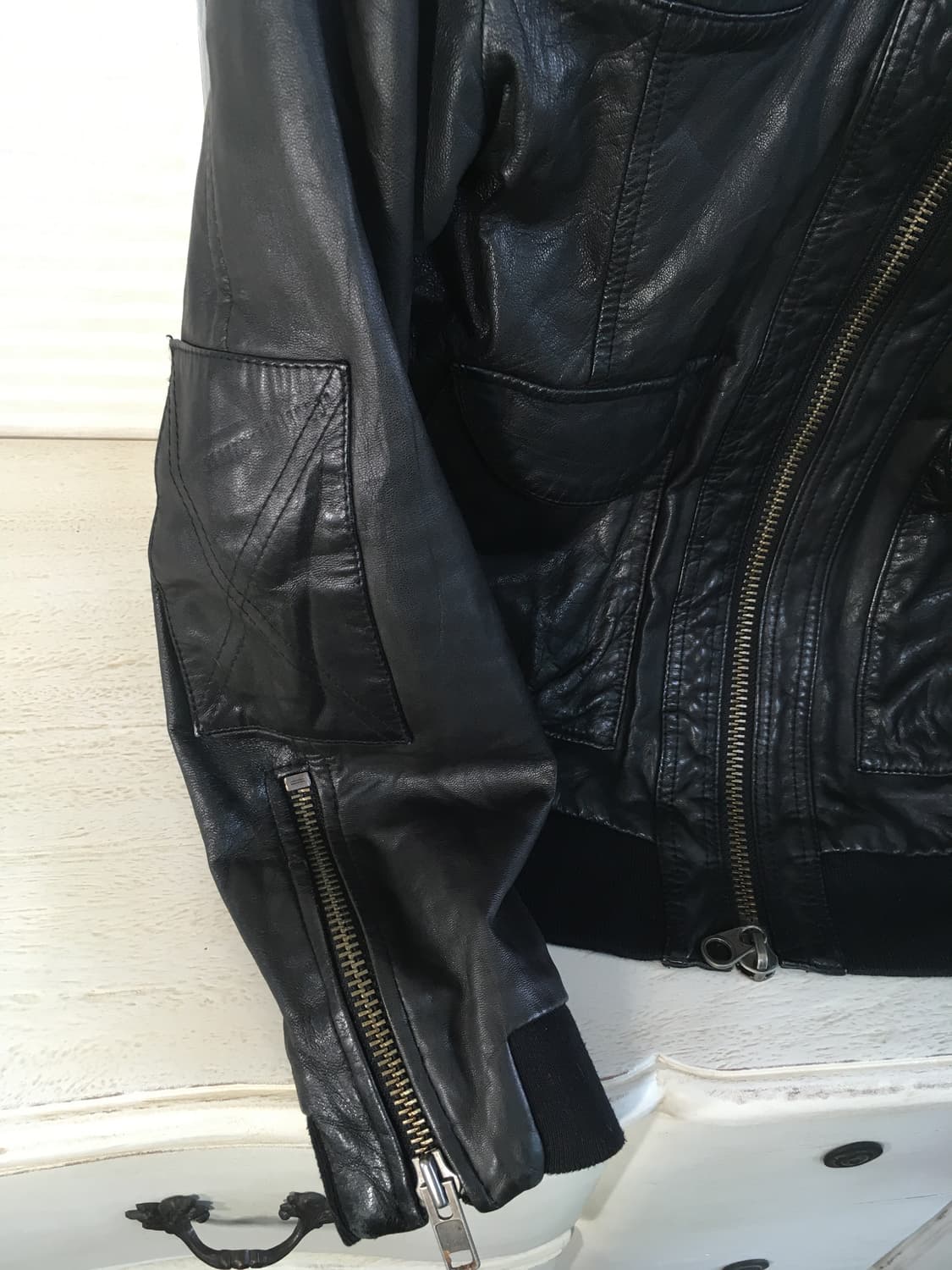 빈티지 블랙 리얼레더 봄버 자켓 상품이미지7