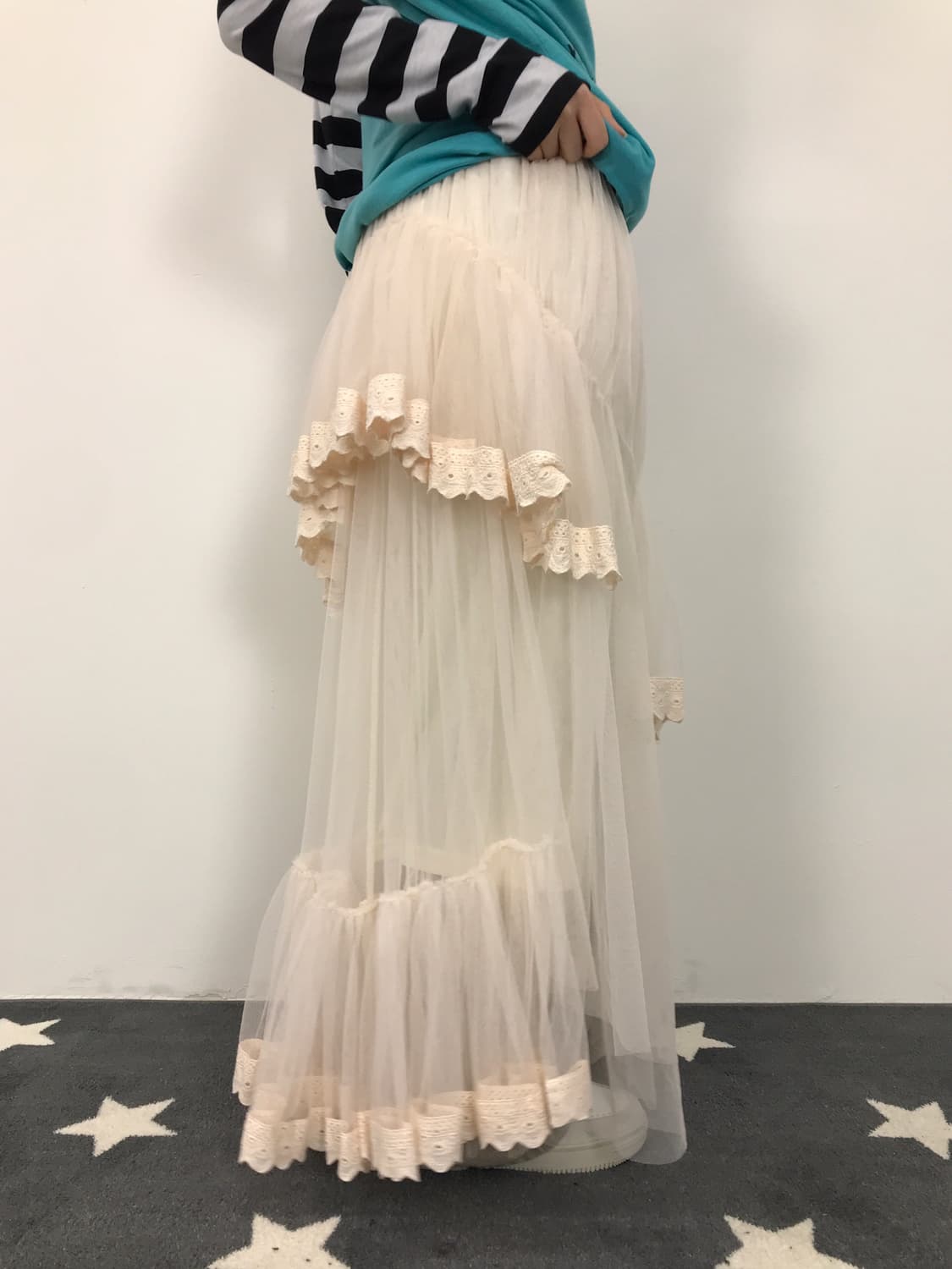 Jpn Cream Asymmetrical Tulle Skirt 상품이미지2