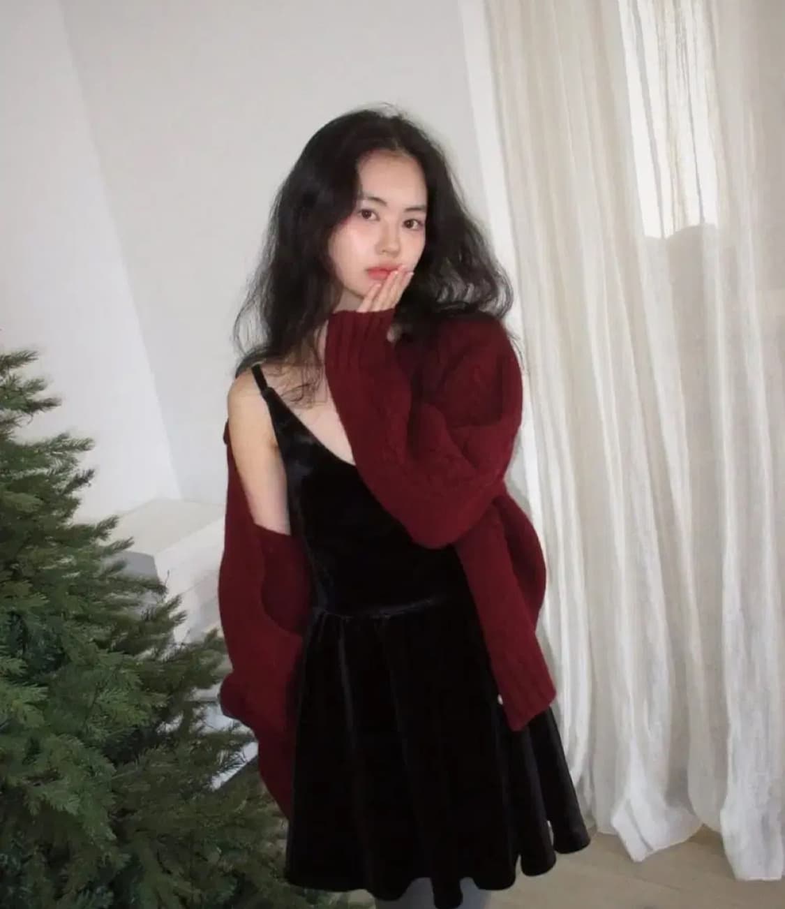 아카이브 제이투유 펄 셔틀랜드 가디건 버건디 컬러 상품이미지1