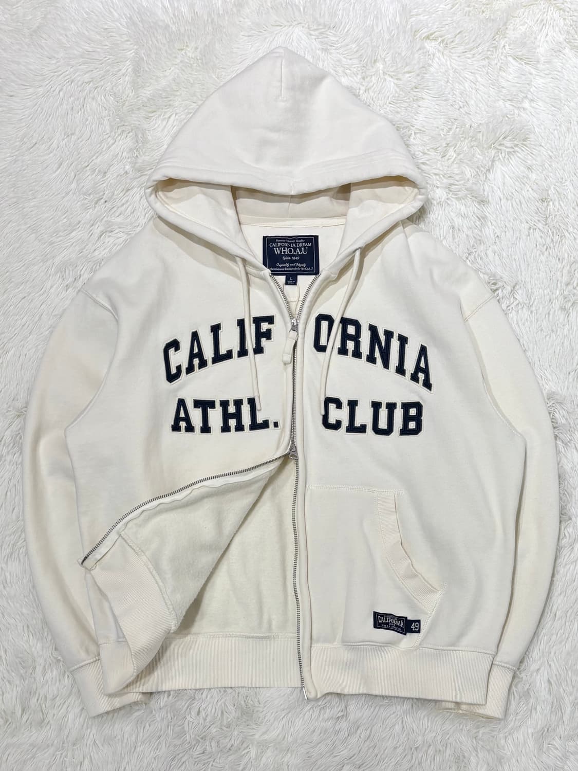 후아유 빅로고 크림 투웨이 후드집업 상품이미지6