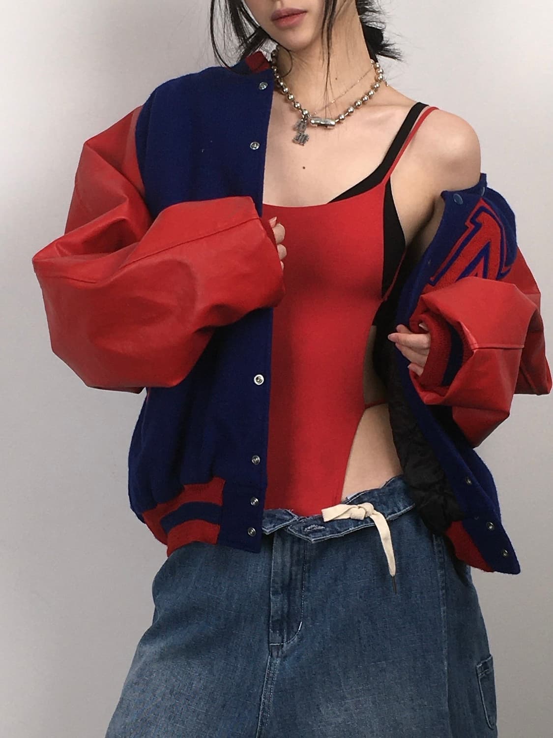 레드 블루 레더 바시티 자켓 상품이미지7