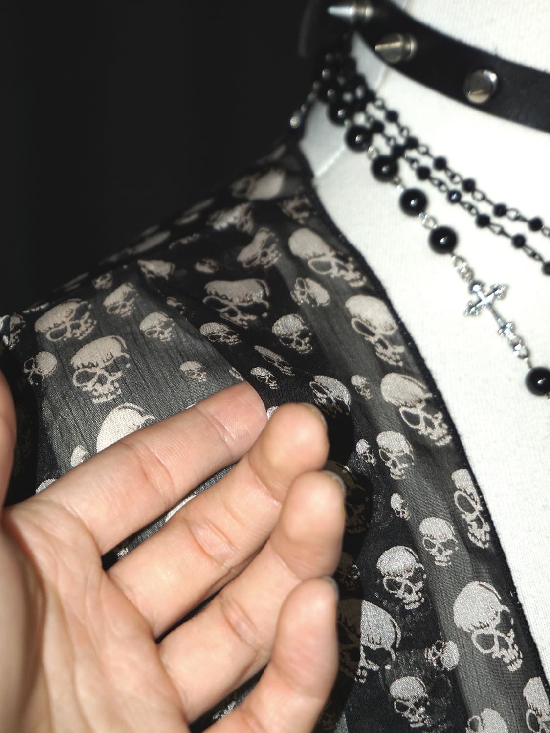 skull graphic see-through cardigan  상품이미지5