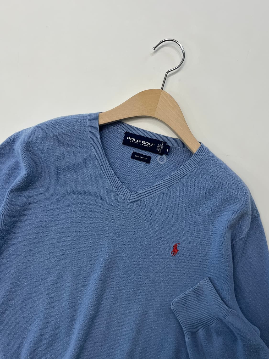 Polo 폴로 랄프로렌 골프 피마코튼 스카이블루 브이넥 니트 상품이미지4
