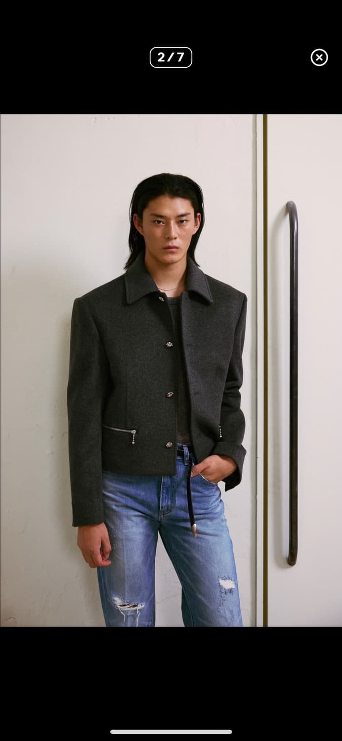 알포/ 캐시미어 - CROP JACKET(그레이) 상품이미지2