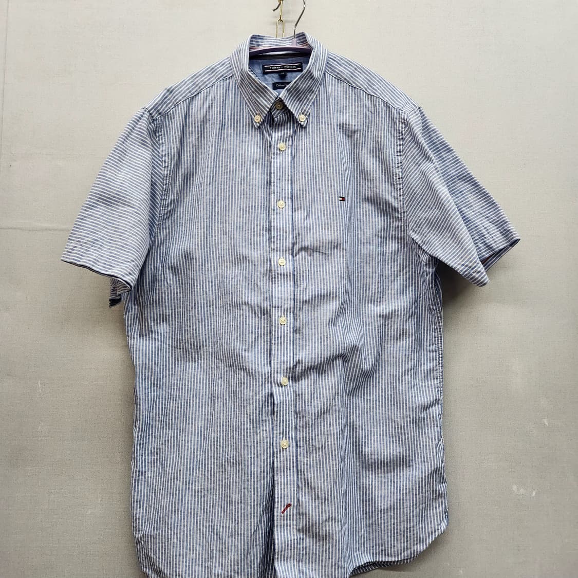 타미힐피거 코튼/린넨 스트라이프 반팔셔츠 M(L) 상품이미지1