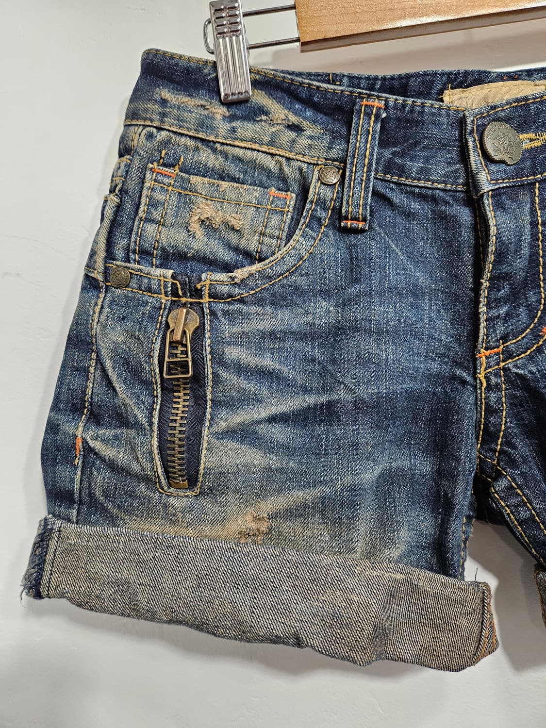 로리타 롤업 디자인 숏데님팬츠 상품이미지6