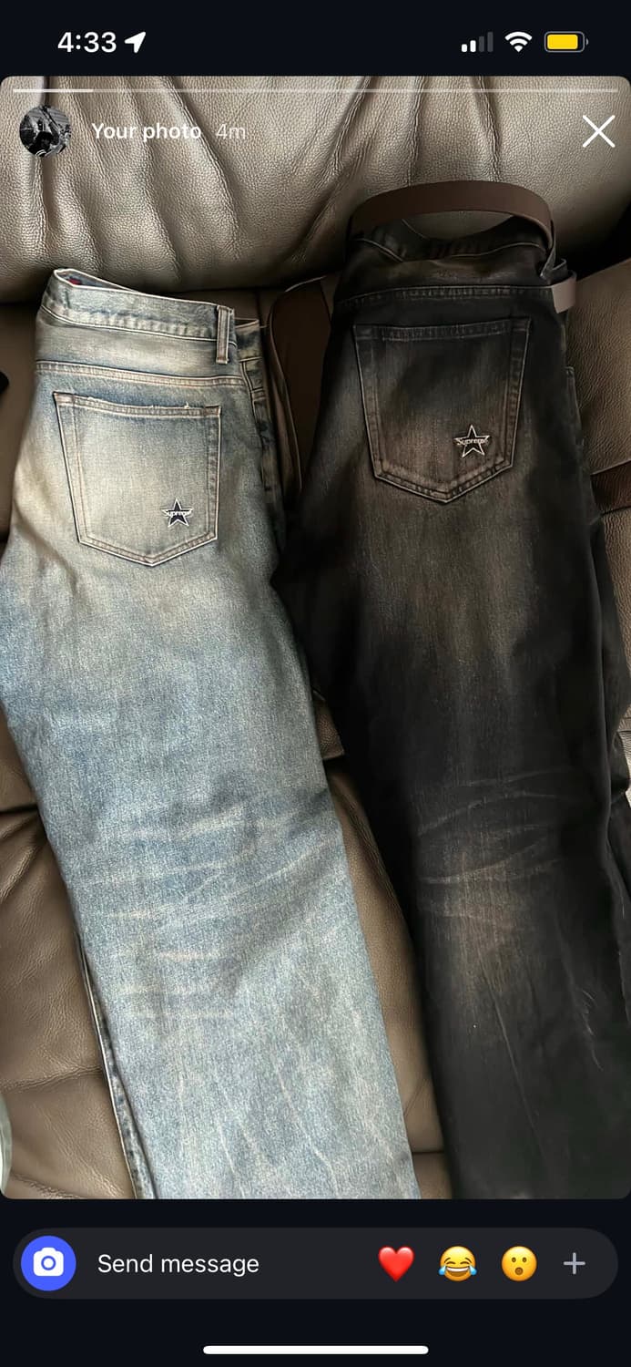 슈프림 루즈 핏 디스트레스드 셀비지 진 데님 34 사이즈  상품이미지1