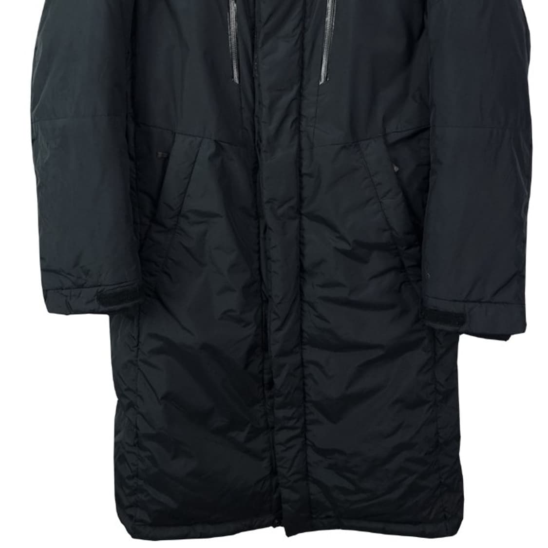 [노스페이스] 로고 자수 구스다운 후드 롱패딩 블랙 M18003 상품이미지5