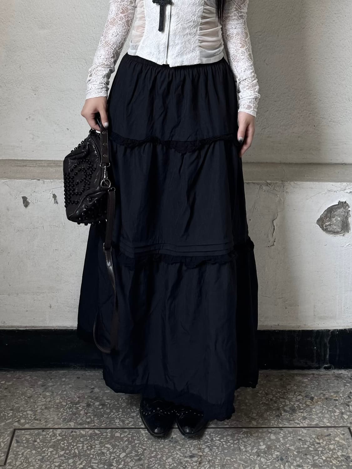 Black Ruffle Tiered Skirt 상품이미지1