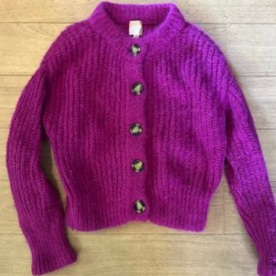 H&m 모헤어 마젠타핑크 알파카가디건 상품이미지2