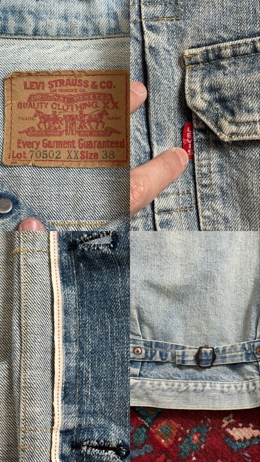 90's JAPAN Made 빈티지 리바이스 타입1 트러커 청자켓 LVC 상품이미지9