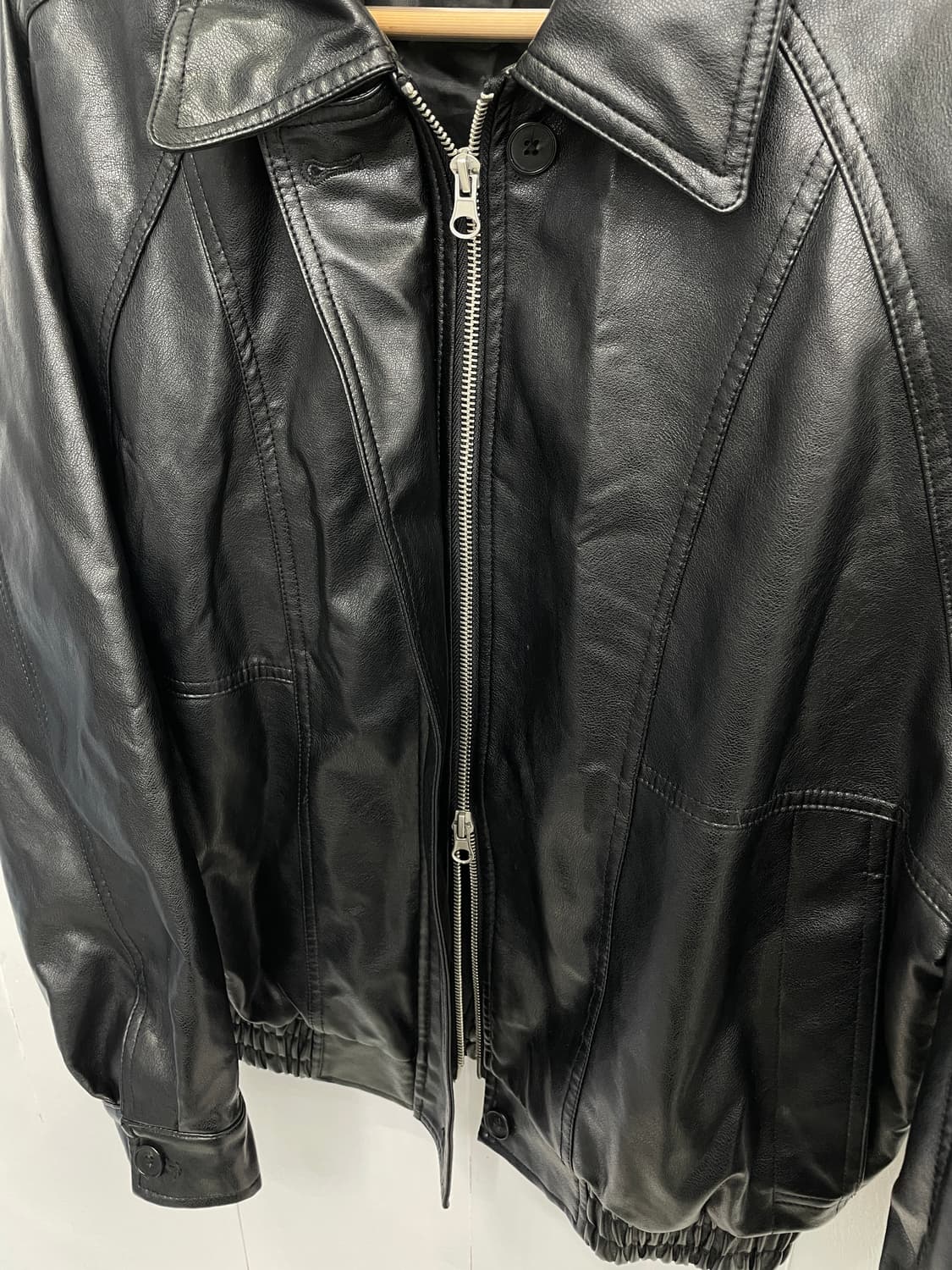 8세컨즈 페이크 레더 집업 블루종 자켓 상품이미지7