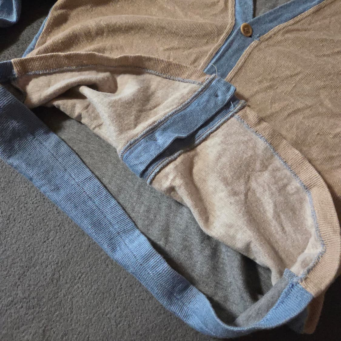 하버색 여성 배색 가디건 M 상품이미지5