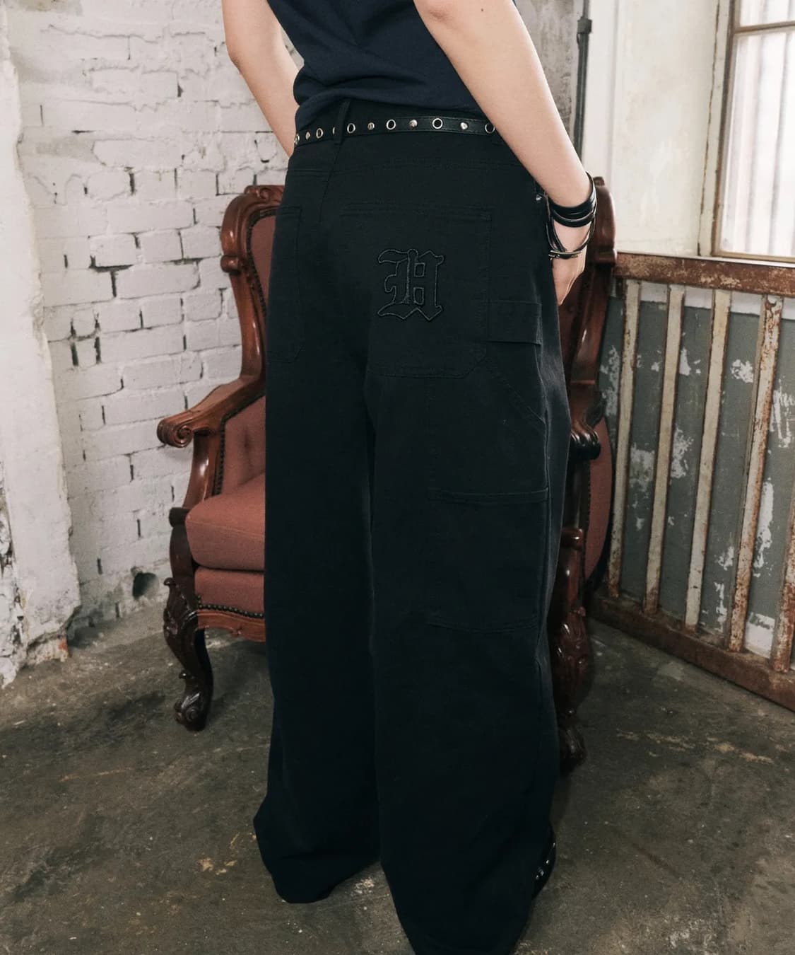 헬레네파리스 보헤미안 카펜터 와이드 팬츠 [잉크 블랙] 상품이미지1