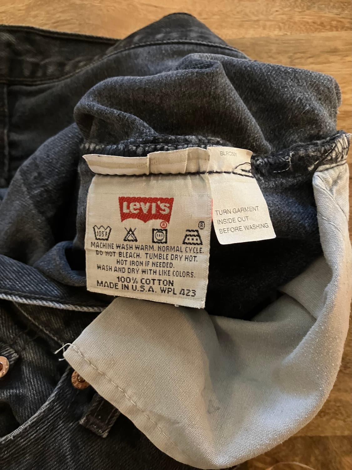 90s USA 빈티지 리바이스 501 블랙 데님 팬츠 상품이미지9