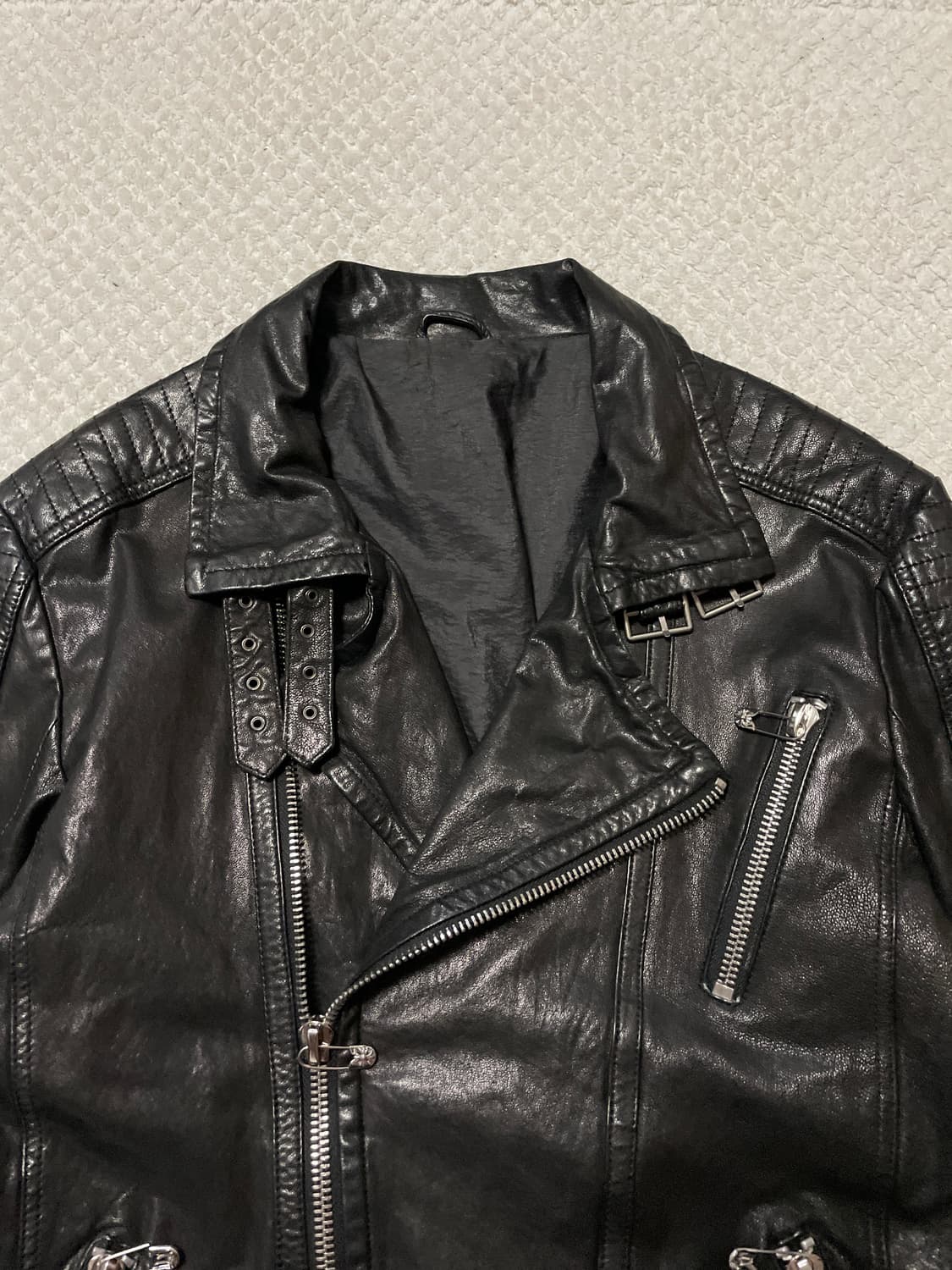 아티잔 무드 램스킨 양가죽 바이커 레더 자켓  상품이미지5