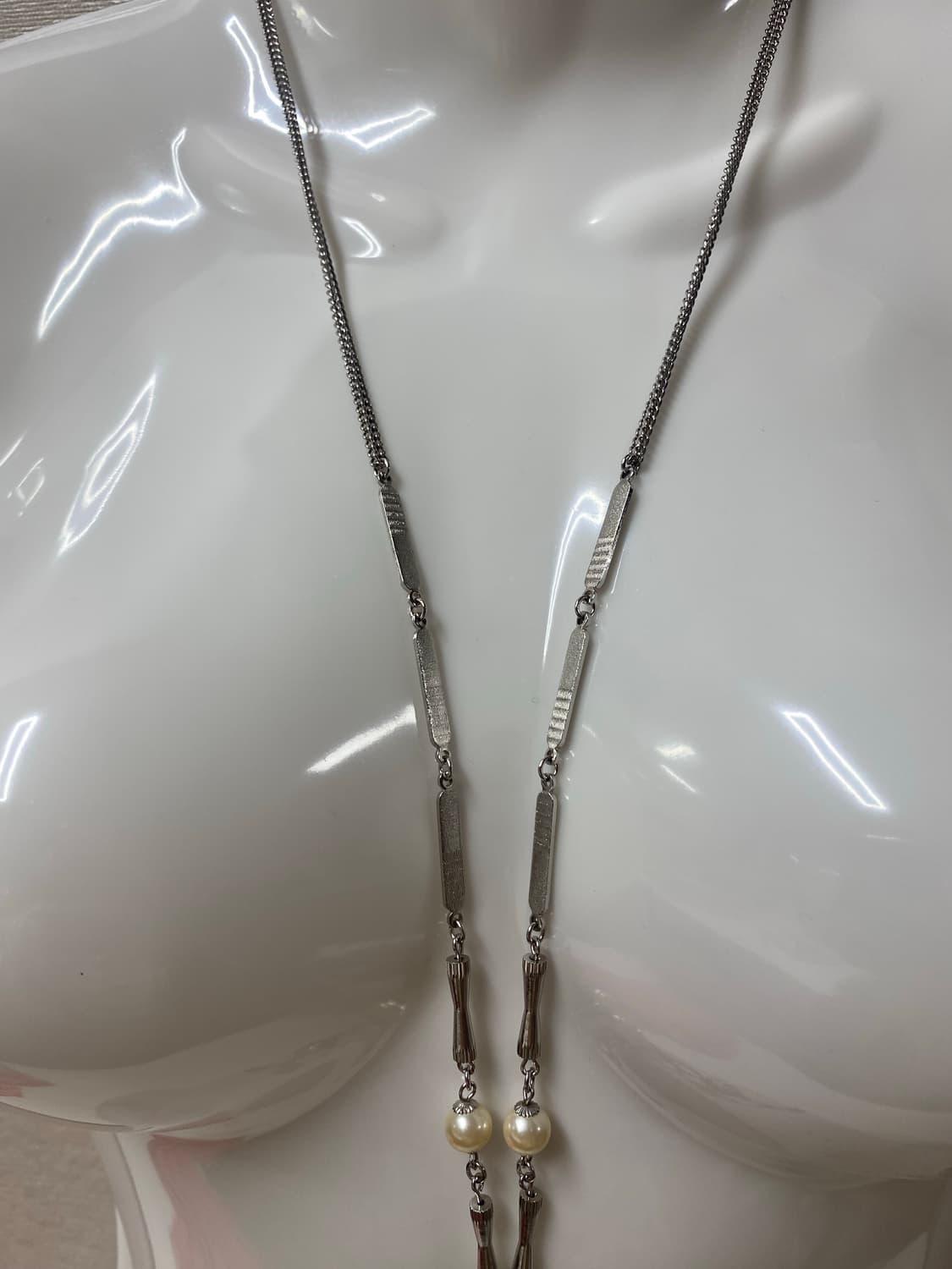 실버톤 드롭 진주 목걸이 상품이미지4