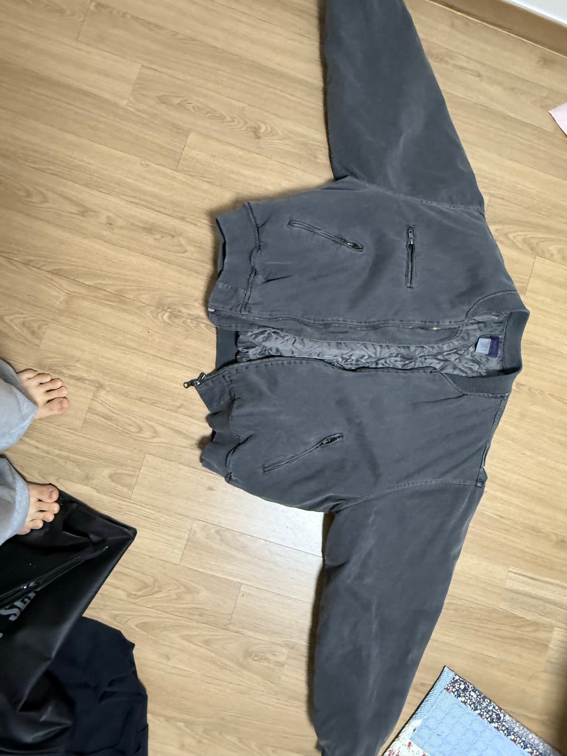 빈티지 워싱 차콜 봄버 상품이미지1