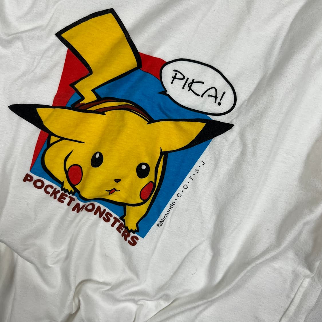 90‘s 닌텐도 피카츄 pikachu 카툰 프린트 반팔티 상품이미지3