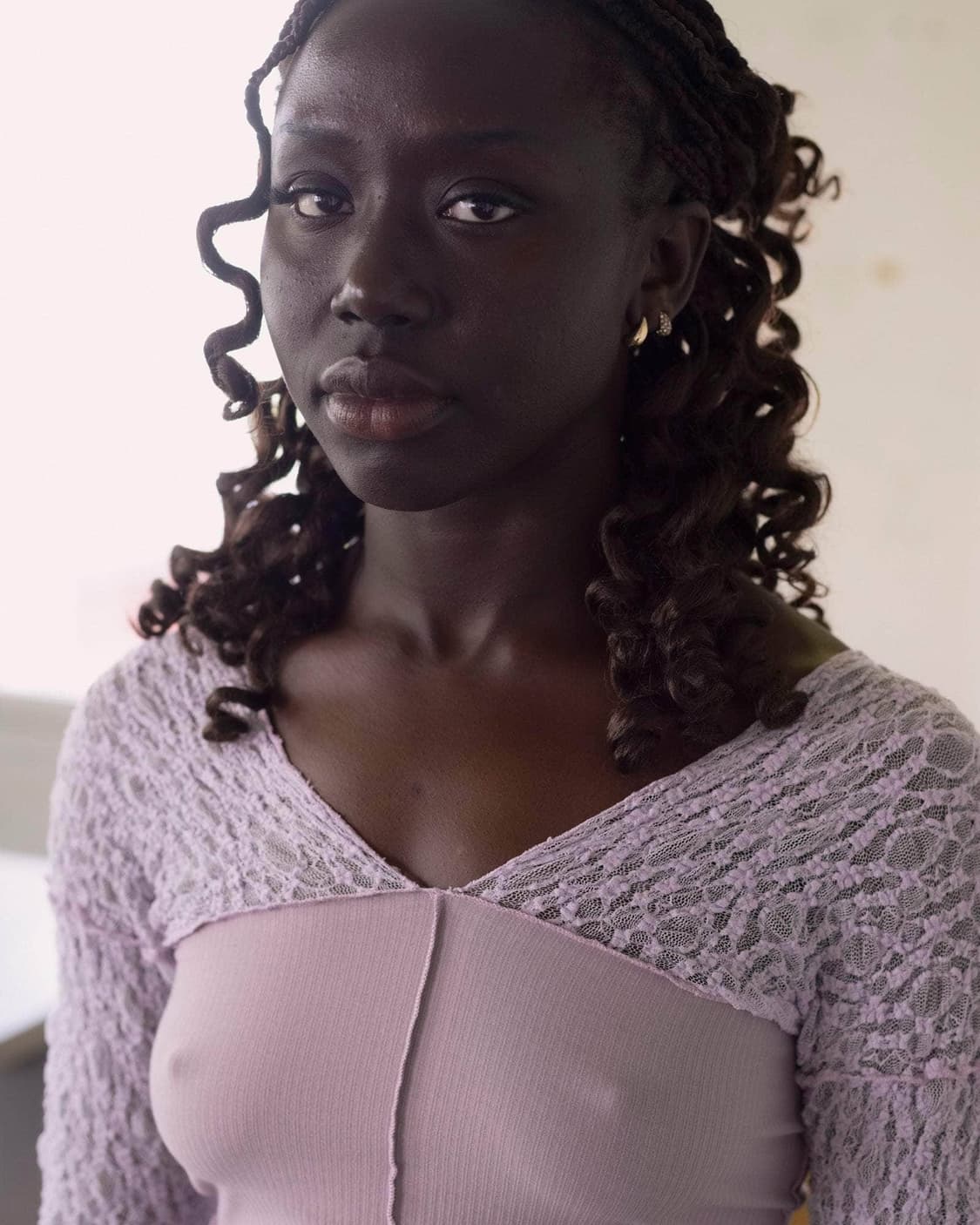 [S,L]베이스레인지 Nehru 레이스 롱 슬리브리스 탑/벌비 퍼플 상품이미지4