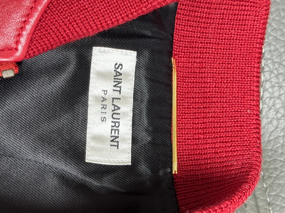 생로랑 레드 레더 자켓 상품이미지3