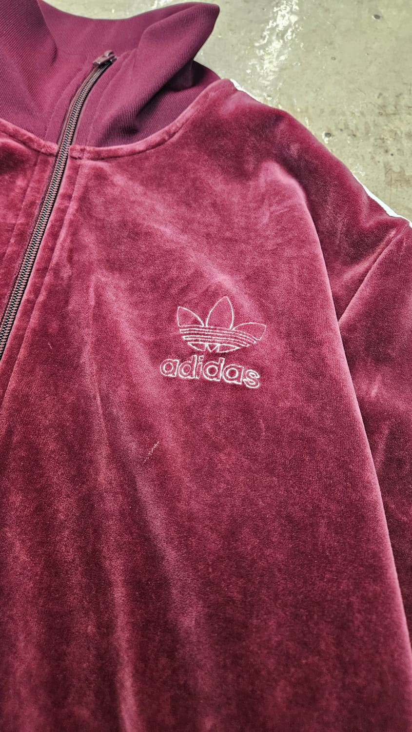 아디다스 벨벳 벨루어 트랙탑 버건디 2XL 상품이미지2