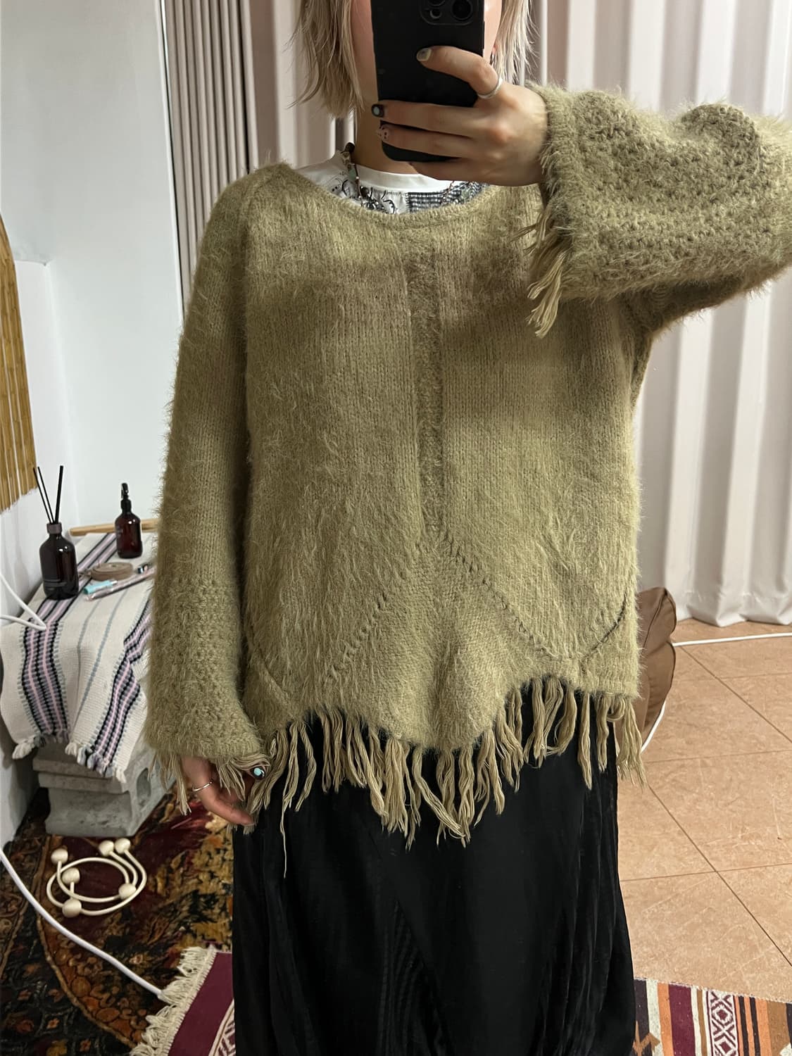 여성 보헤미안 베이지 니트  상품이미지2