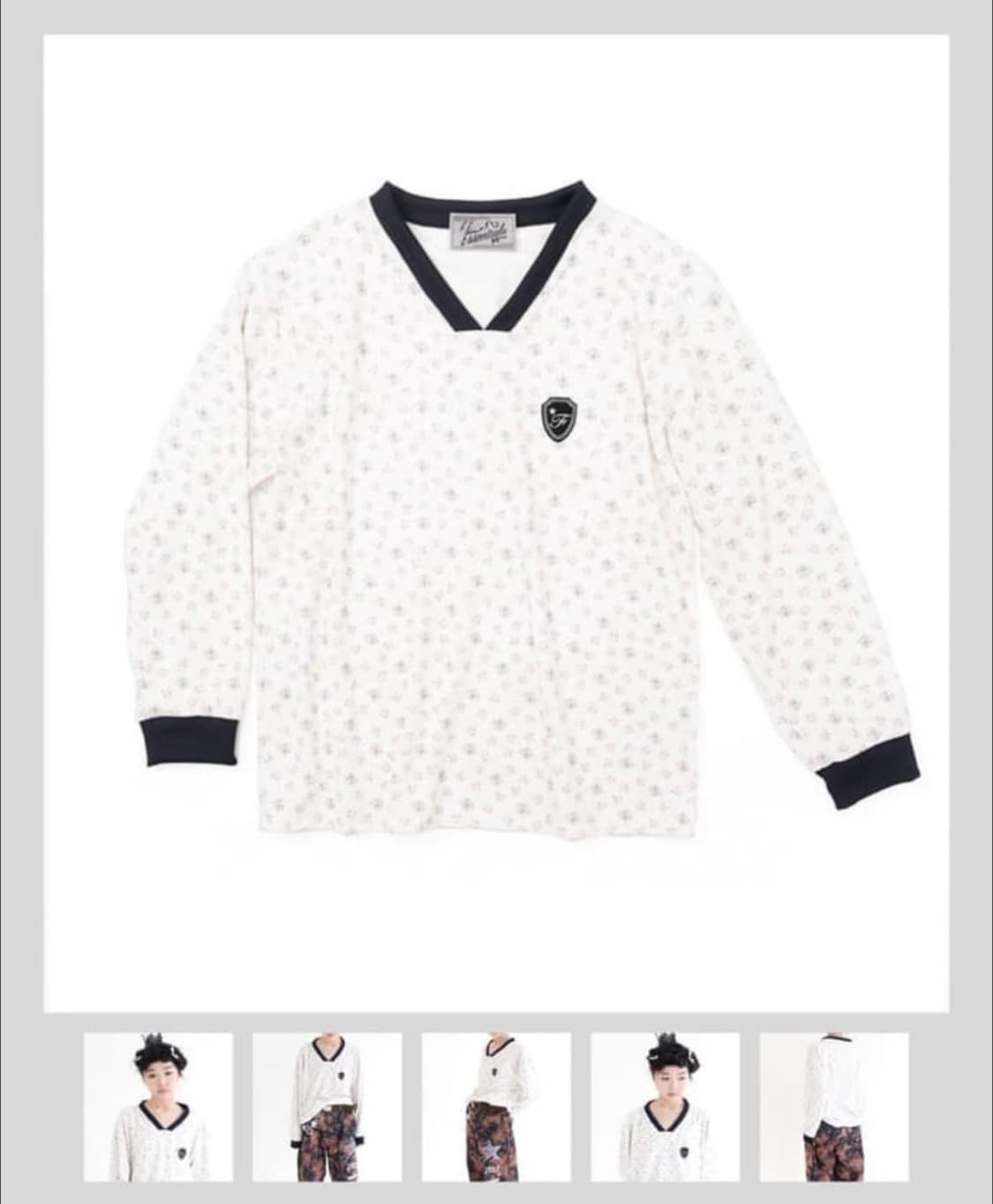 [F.E.E.S] V neck flower terry shirt 샵페어리 상품이미지3