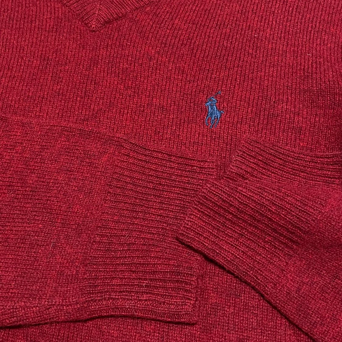 [S] 폴로 랄프로렌 빈티지 브이넥 램스 울 니트 레드버건디 상품이미지3