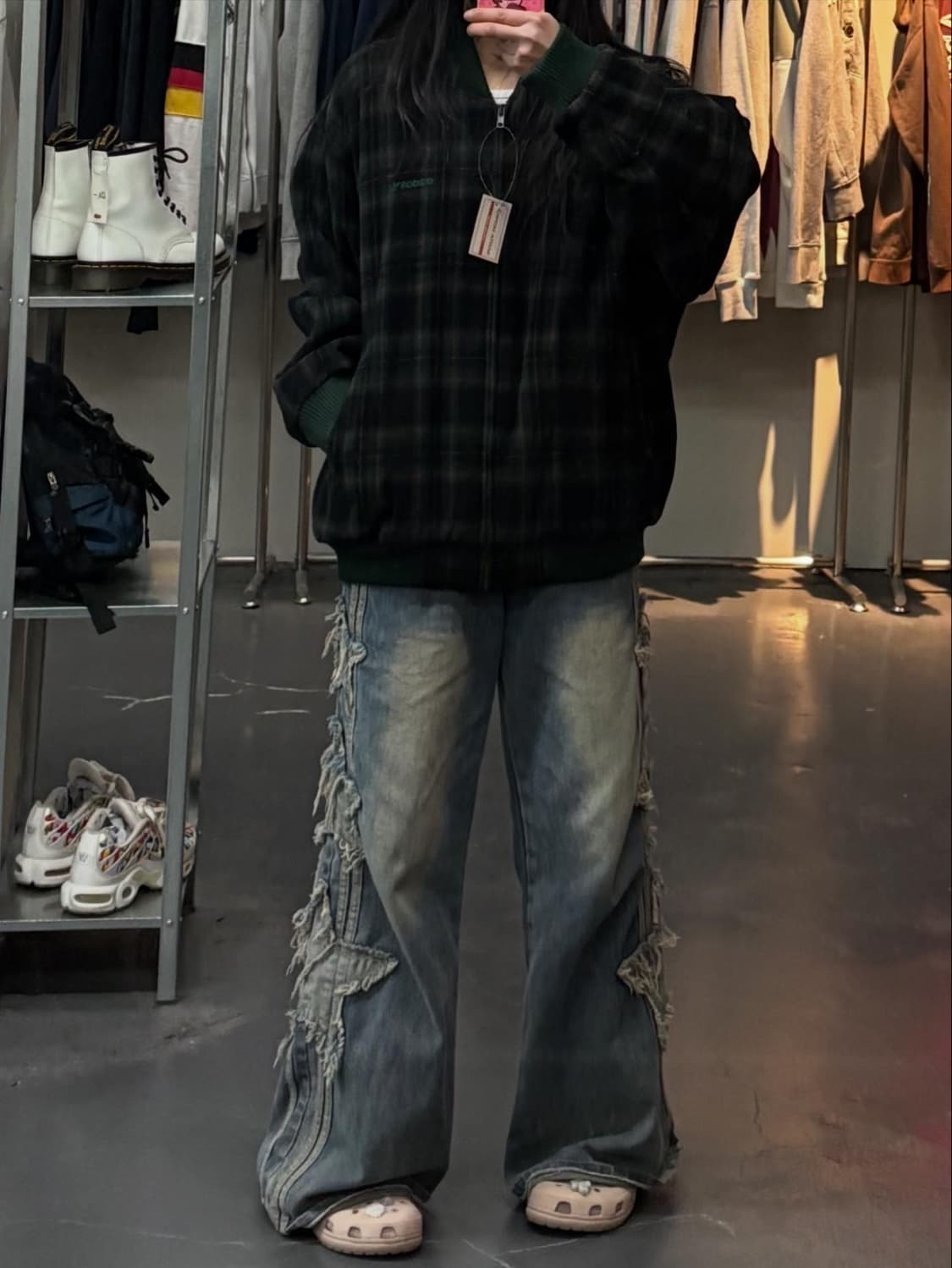 아디다스 빈티지 그린 체크 리버시블 자켓 A3245 상품이미지1