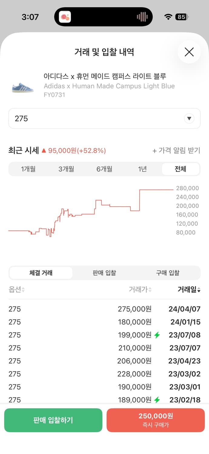 아디다스 x 휴먼 메이드 캠퍼스 라이트 블루 275 상품이미지2