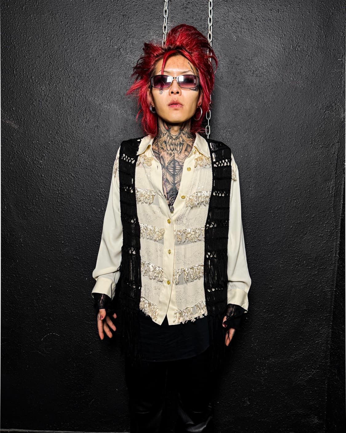 Black Fringe Crochet Vest 상품이미지2