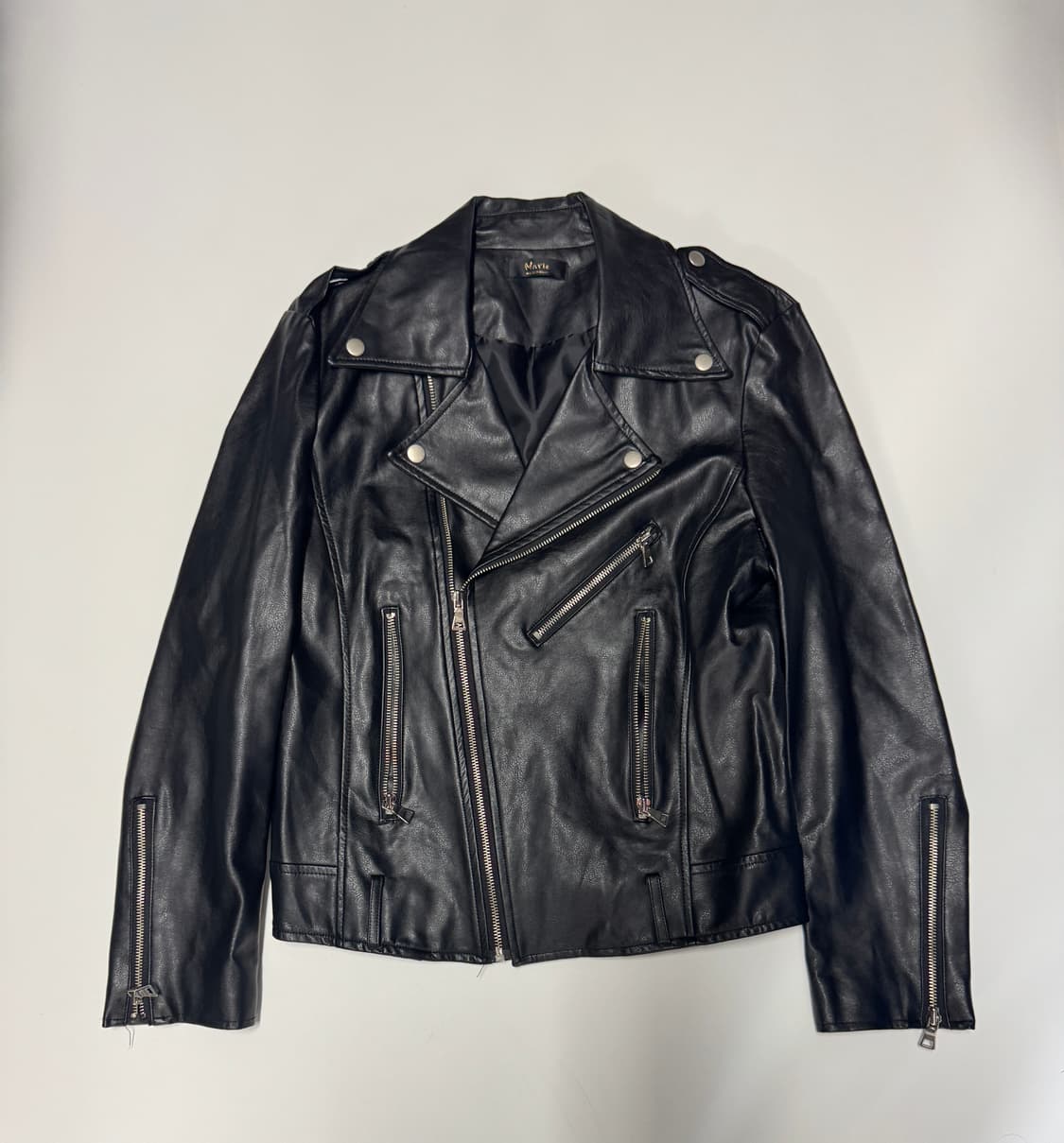 여성 마리마켓 블랙 페이크 레더 라이더 자켓 S 상품이미지1