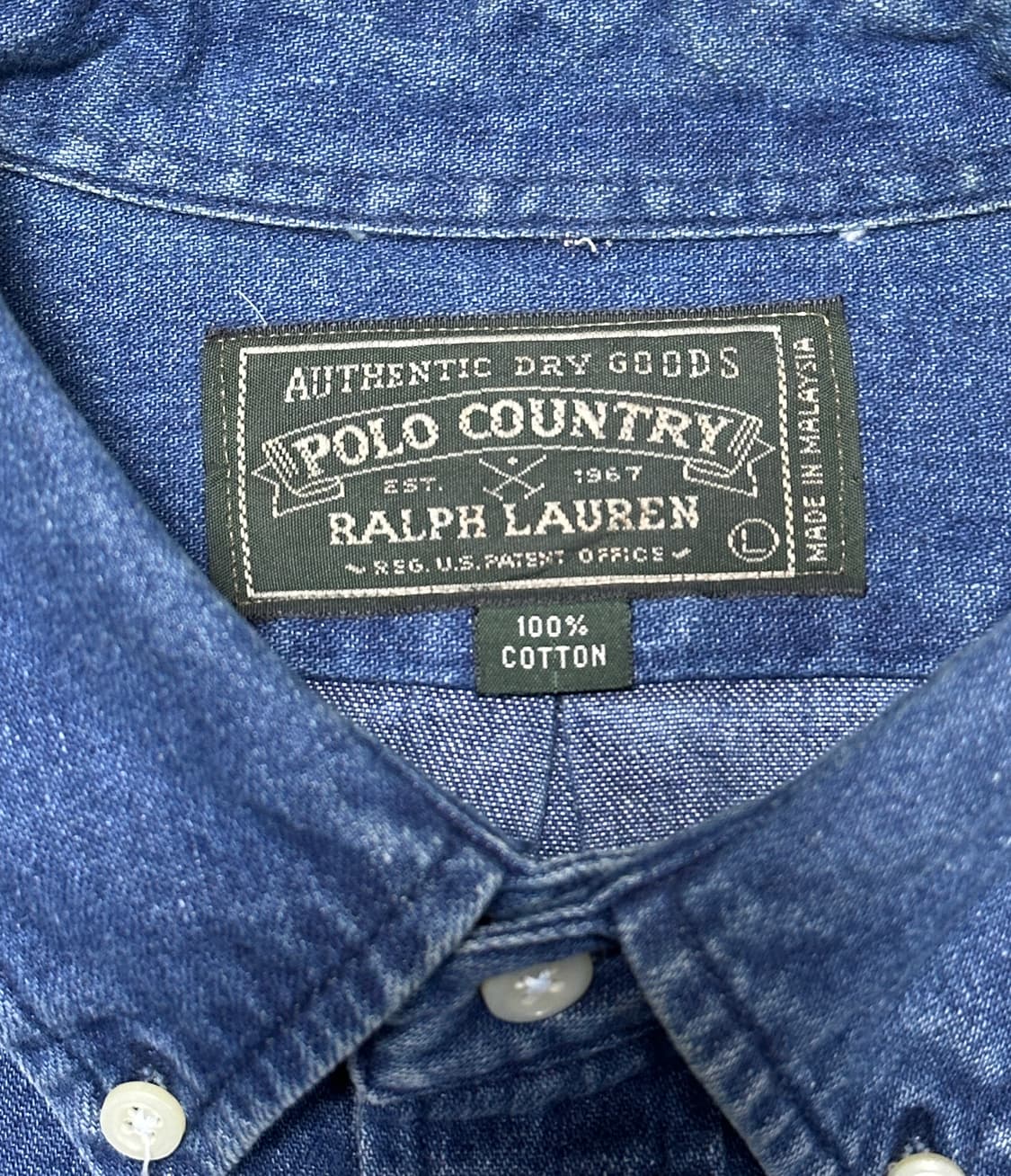 90s 폴로 컨트리 버튼다운 데님셔츠 L 상품이미지6