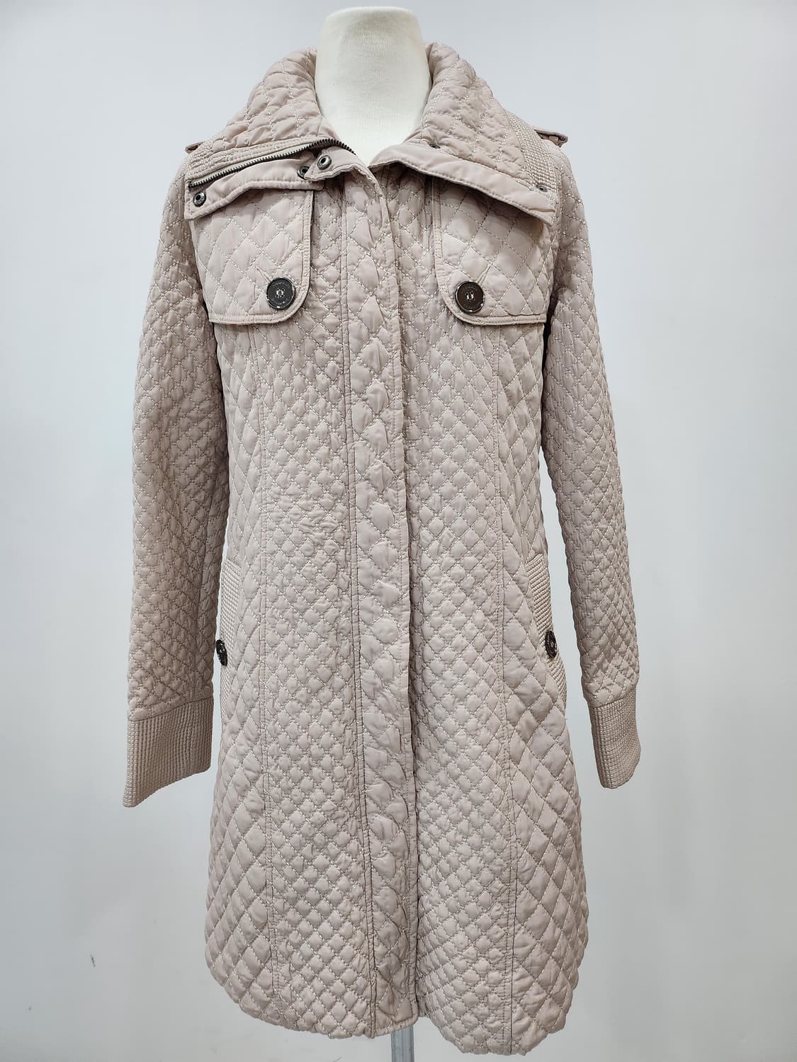 버버리 하이넥 퀄팅 롱코트 M 버버리체크 안감 상품이미지1